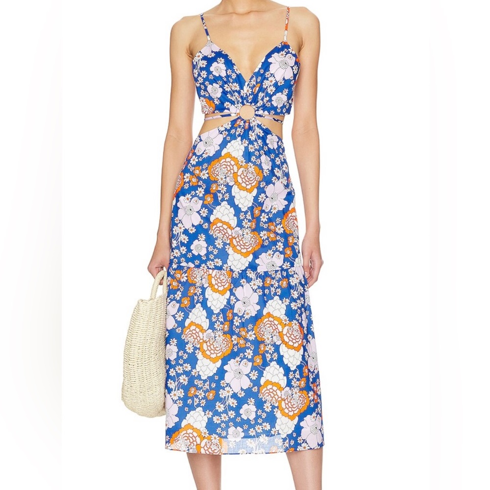 Floral Cut-Out Midi Dress Size Small